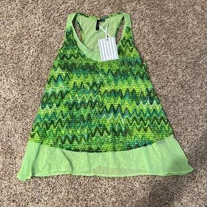 Ethyl green patterned tank top